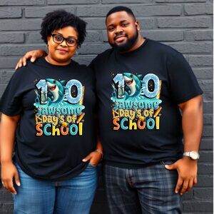 100th Day of School top 4th 5th grade teachers Shark Jaws t-shirt
